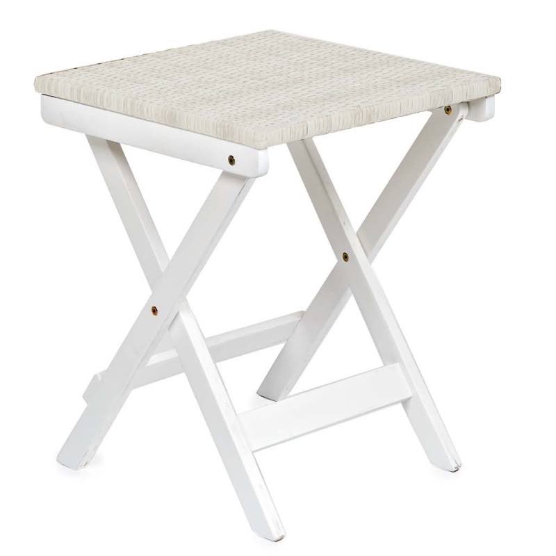 Folding Eucalyptus Outdoor Side Table - Ivory